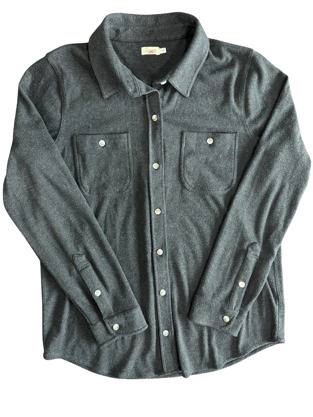 Faherty Legend Sweater Shirt Heathered Black Twill Medium Soft Stretch